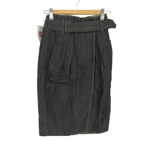 ジャンポールゴルチエフェム Jean Paul GAULTIER FEMME MADE IN ITALY コットンリネン ウエストベルトラップスカート レディース EUR:38
