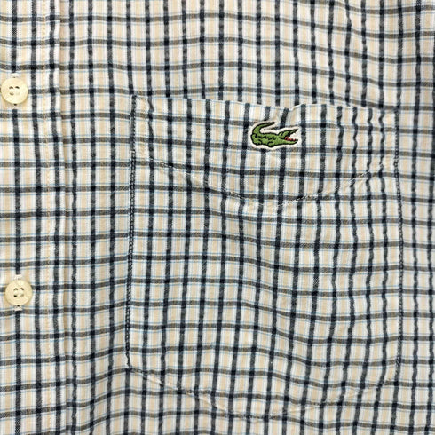ラコステ LACOSTE シアサッカー ロゴ刺繍 チェック S/S シャツ メンズ 3