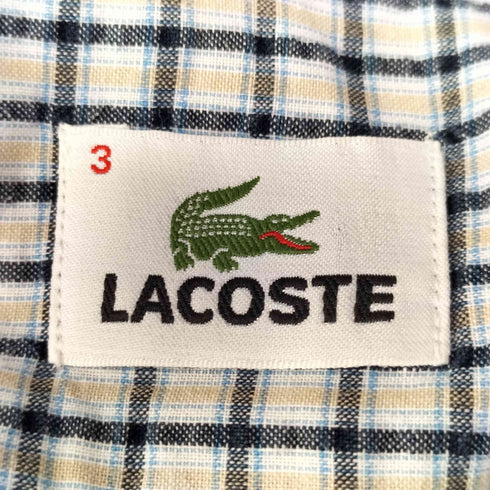 ラコステ LACOSTE シアサッカー ロゴ刺繍 チェック S/S シャツ メンズ 3