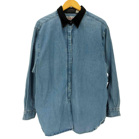 ビルブラス BILL BLASS L/S 襟ベロア切替デニムシャツ レディース JPN:L