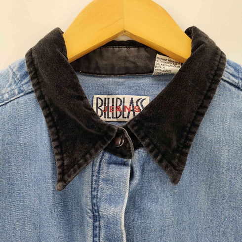 ビルブラス BILL BLASS L/S 襟ベロア切替デニムシャツ レディース JPN:L