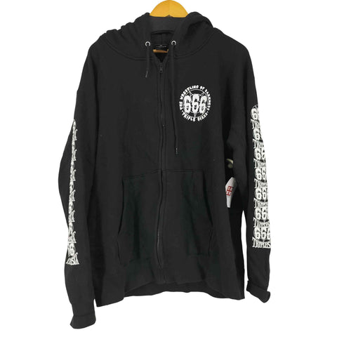 クロスアンドスティッチ CROSS&STITCH 袖プリントデザインジップパーカー メンズ import:XXL