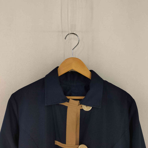 LE MANTEAU フェイクポケット ビッグボタンロングコート レディース