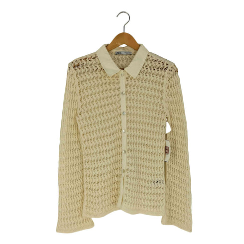 ザラ ZARA POINTELLE KNIT POLO CARDIGAN ニット ポロ カーディガン レディース import:M