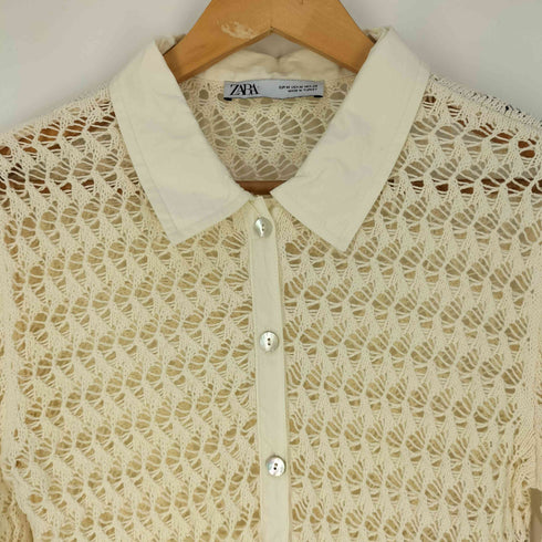 ザラ ZARA POINTELLE KNIT POLO CARDIGAN ニット ポロ カーディガン レディース import:M
