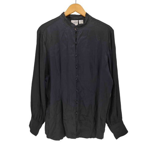 シルク100% L/S スタンドカラー チャイナ シャツ レディース 14