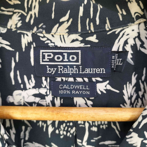 ポロバイラルフローレン Polo by RALPH LAUREN 90s CALDWELL ヤシの木 レーヨン オープンカラー アロハシャツ メンズ import:XL