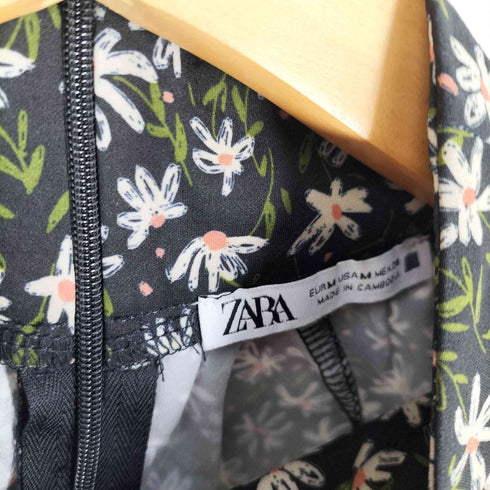 ザラ ZARA 花柄 スタンドカラー バルーンスリーブ 長袖 ブラウス レディース import:M