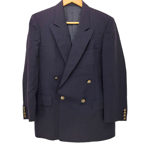 バーバリーズ BURBERRYS 80-90s WOOL&MOHAIR 紺ブレ 金ボタン ダブルブレスト テーラードジャケット メンズ 90-78-165A4