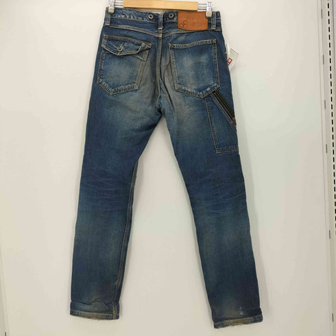 ジョンブル Johnbull 牛革パッチ 月桂樹ボタン サスペンダーボタン サイドジップ デニム パンツ メンズ