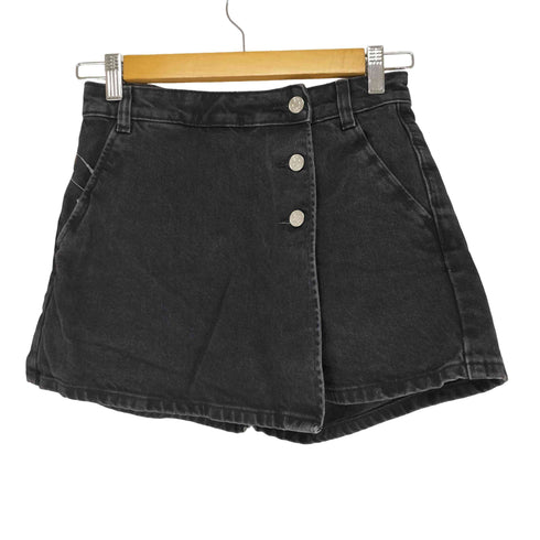 ザラ ZARA フロントフラップ ブラックデニムショートパンツ レディース JPN:XS