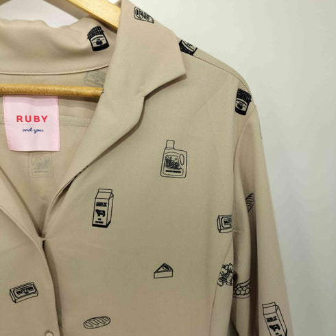 RUBY AND YOU スーパーマーケット柄シャツワンピース レディース FREE