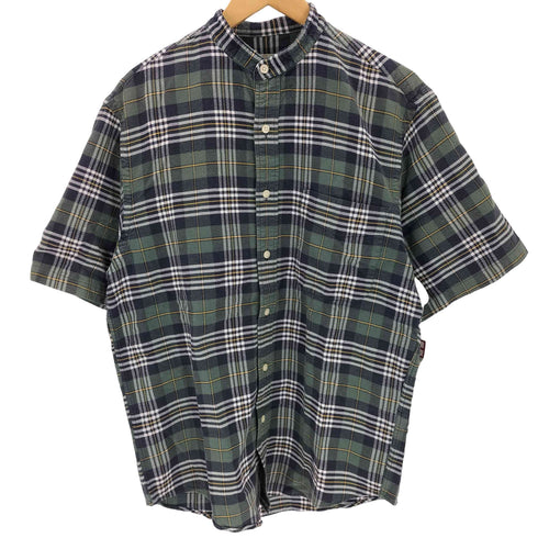 エディーバウアー Eddie Bauer 90s 白タグ チェック柄バンドカラー半袖シャツ メンズ JPN:S