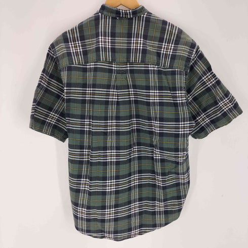エディーバウアー Eddie Bauer 90s 白タグ チェック柄バンドカラー半袖シャツ メンズ JPN:S