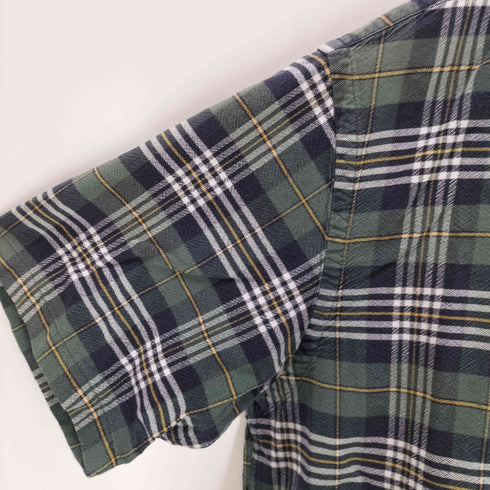 エディーバウアー Eddie Bauer 90s 白タグ チェック柄バンドカラー半袖シャツ メンズ JPN:S