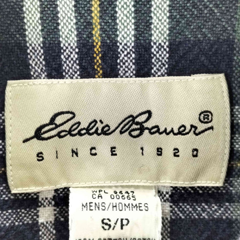 エディーバウアー Eddie Bauer 90s 白タグ チェック柄バンドカラー半袖シャツ メンズ JPN:S