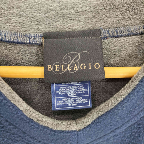 BELLAGIO ロゴ刺繍 Vネック フリーススウェット メンズ import:XL