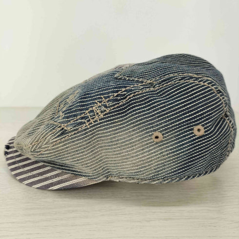 トゥルーレリジョン TRUE RELIGION パッチワークデニムハンチング ヒッコリー 裏地ペイズリー 加工 リペア フェード メンズ