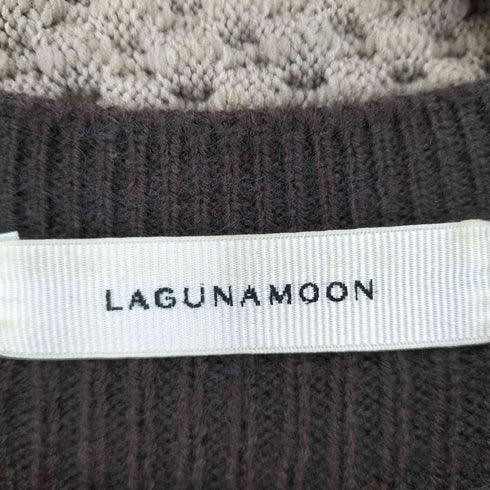 ラグナムーン LAGUNAMOON 22AW ベストレイヤードパターンニットワンピース レディース JPN:S