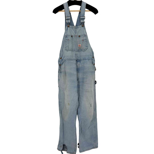 ラウンドハウス ROUND HOUSE アイスウォッシュデニムオーバーオール 雰囲気 加工 ダメージ メンズ 34x30