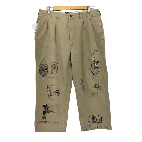 ポロバイラルフローレン Polo by RALPH LAUREN 90S ANDREW PANT ペイント加工2タックワイドチノパンツ メンズ 36/34