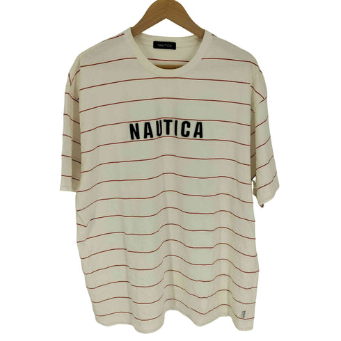 ノーティカ NAUTICA 23SS Pin Border Logo S/S Tee ピンボーダー ロゴ ショートスリーブTシャツ メンズ import:XL