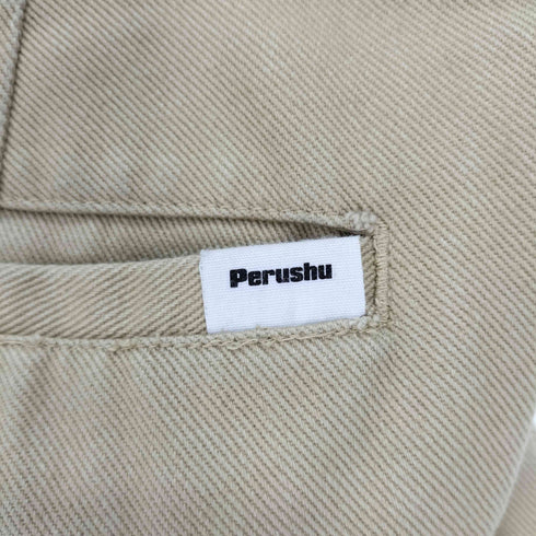 ペルーシュ Perushu ロゴ刺繍 1タック コットンワイドパンツ メンズ M