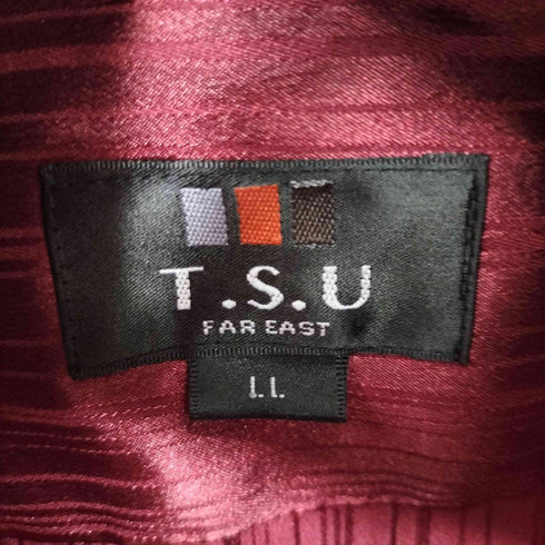 T.S.U far east ストライプL/Sシャツ サテン メンズ LL