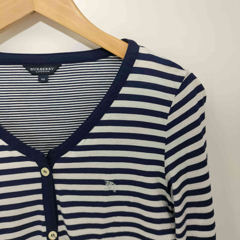 バーバリーロンドン BURBERRY LONDON ロゴ刺繍 ボーダーカーディガン レディース import:M