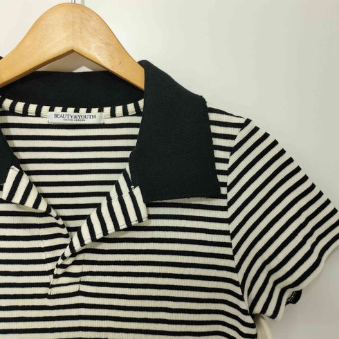 ビューティーアンドユースユナイテッドアローズ BEAUTY & YOUTH UNITED ARROWS スキッパーニットポロシャツ ボーダー レディース