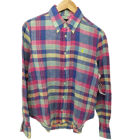 ラルフローレン RALPH LAUREN マルチカラーリネンチェックシャツ メンズ import:M