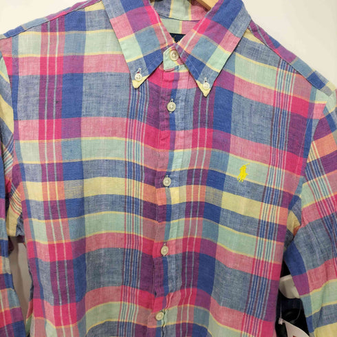 ラルフローレン RALPH LAUREN マルチカラーリネンチェックシャツ メンズ import:M