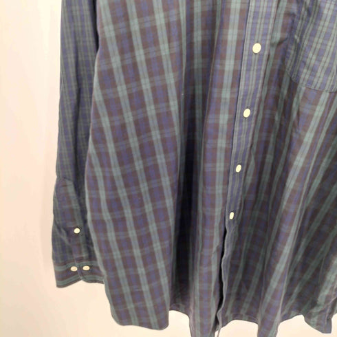 ブルックスブラザーズ 346 BROOKS BROTHERS タータンチェック ブラックウォッチ チェック切替 ボタンダウン ロングスリーブシャツ メンズ import:XXL