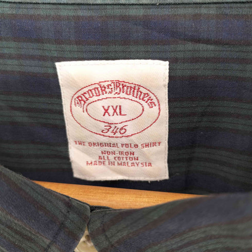 ブルックスブラザーズ 346 BROOKS BROTHERS タータンチェック ブラックウォッチ チェック切替 ボタンダウン ロングスリーブシャツ メンズ import:XXL