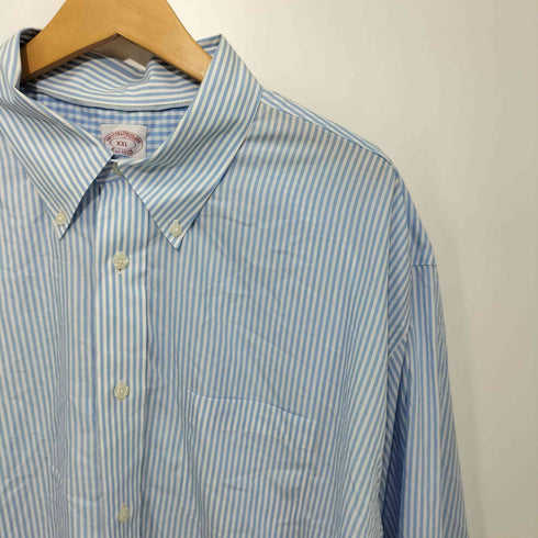 ブルックスブラザーズ BROOKS BROTHERS MADISON ストライプ柄 袖裏ギンガムチェック ボタンダウン ロングスリーブシャツ メンズ import:XXL