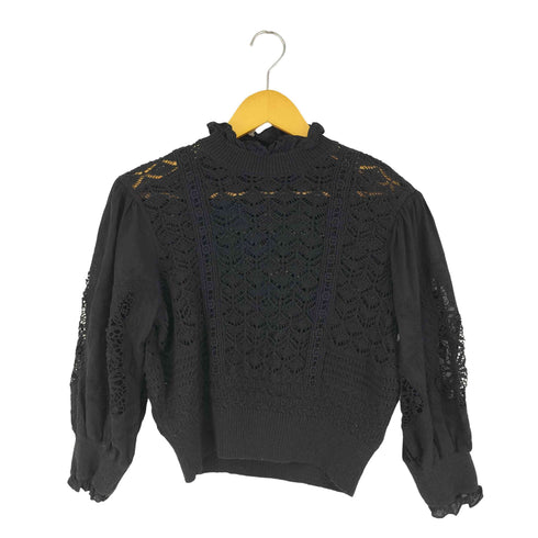 ザラ ZARA クロップドクロシェ編みニット レディース import:M