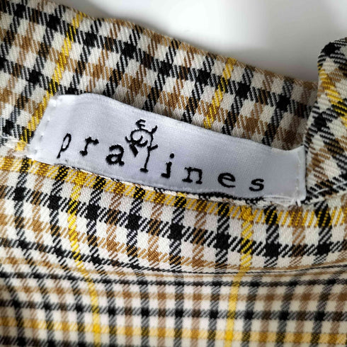 pralines パフスリーブオーブンカラーチェックブラウス レディース