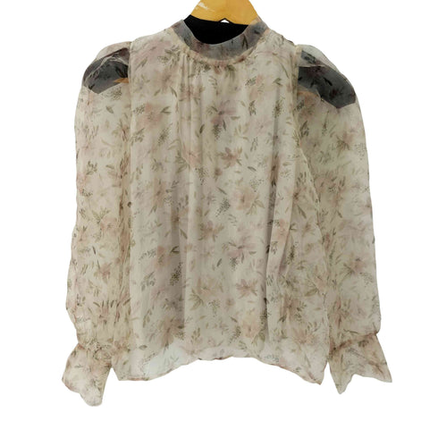 イング INGNI 花柄シアーハイネックボウタイブラウス レディース JPN:M