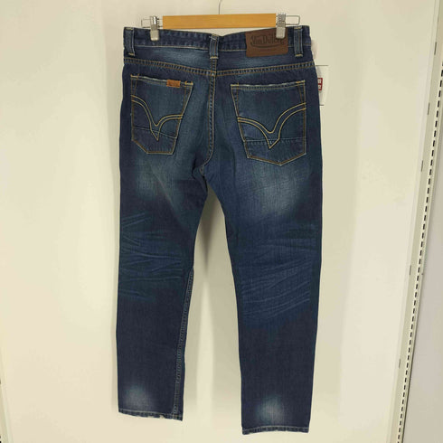 ボンダッチ Von Dutch ロゴ型押しパッチ ステッチデザイン 5ポケット ダメージデニムパンツ メンズ 33