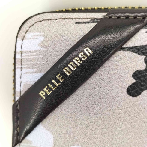 ペレボルサ PELLE BORSA 総柄 ラウンドジップ ロング ウォレット レディース
