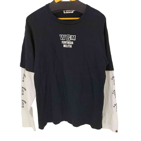 アベイシングエイプ A BATHING APE レイヤードL/S TEE 袖プリント メンズ JPN:XL