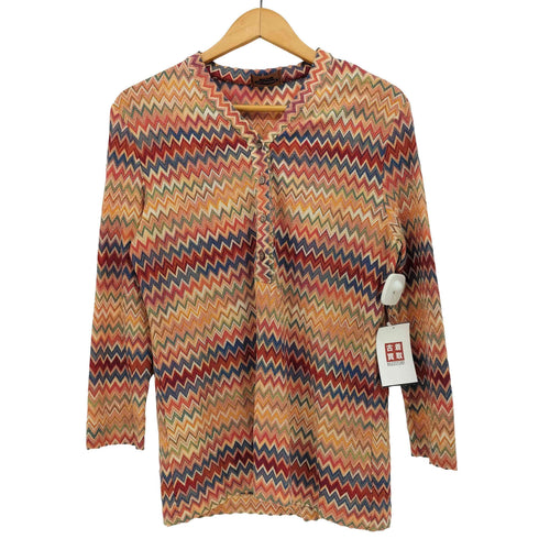 ミッソーニ MISSONI 総柄 ボタン 長袖 カットソー レディース