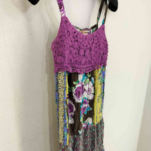 ミッソーニ MISSONI クロシェ切替 フラワープリントキャミワンピース レディース import:L