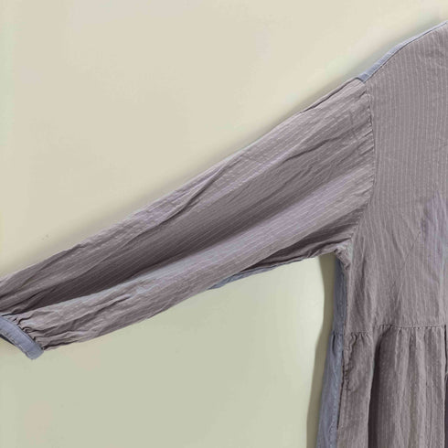 ネストローブ nest Robe コットン先染めストライプ ランタンスリーブチュニック バックボタンシャツ レディース FREE