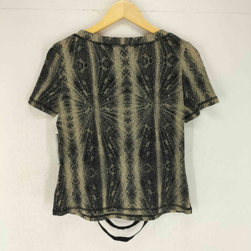 MIHO MATSUDA フロントレース総柄プリントTシャツ レディース