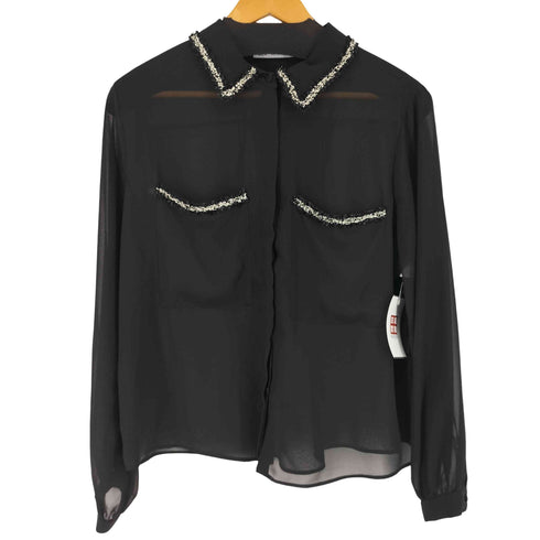ザラ ZARA L/S シアーシャツ レディース US M
