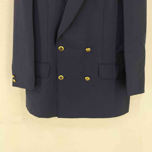 LANSOME ウール ダブルブレスト 紺ブレザー 金ボタン メンズ Y AB7