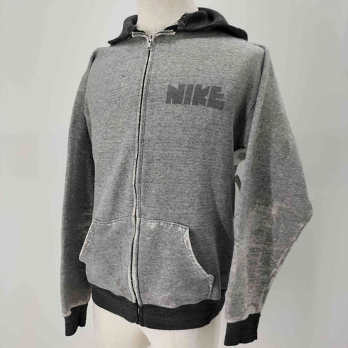 ナイキ NIKE 70S バイカラージップアップフーディー ゴツナイキ 染み込みプリント オレンジタグ ジップパーカー当時物 メンズ