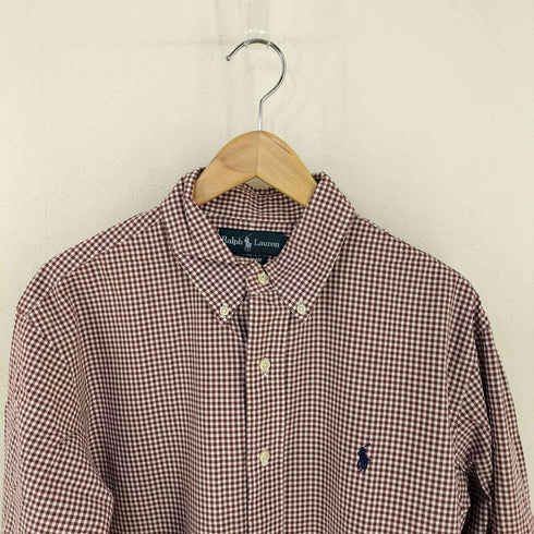 ラルフローレン RALPH LAUREN CUSTOM FIT ポニー刺繍 ギンガムチェック レギュラーカラーシャツ メンズ import:L
