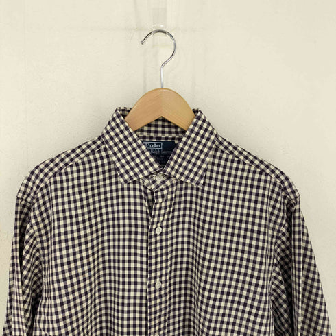 ポロバイラルフローレン Polo by RALPH LAUREN REGENT CLASSIC FIT ギンガムチェック ワイドカラーシャツ メンズ import:L
